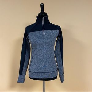 PINK by Victoria's Secret Gray Black Half Zip Active Pullover Sweatshirt Sz XS
